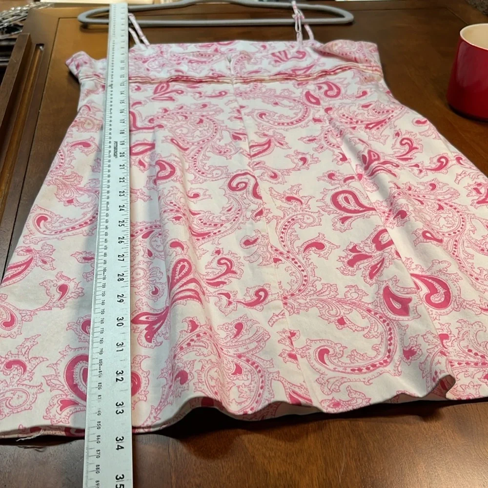 Pink Paisley Spaghetti Strap Paisley Print Dress Size 12 Cotton Spandex Blend